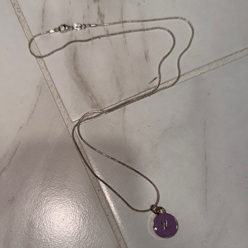 Louis Vuitton Silver and Purple Pendant Necklace